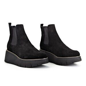 La Canadienne Women Black Suede Waterproof Slip on Festival Platform Boots sz 11